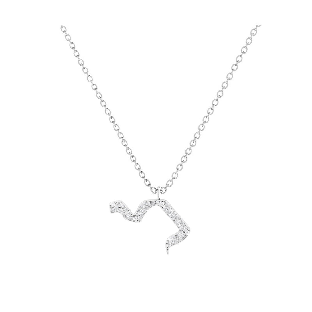 Lamed - Hebrew Alef-Bet letter diamond Necklace - Lamed letter